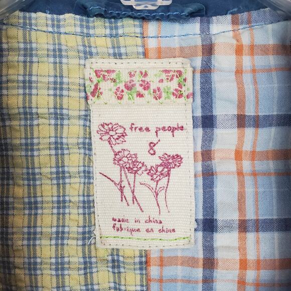 Free People Utility Trench Coat Sz 8 Steel Blue Lightweight Chore Style Jacket - Picture 4 of 12